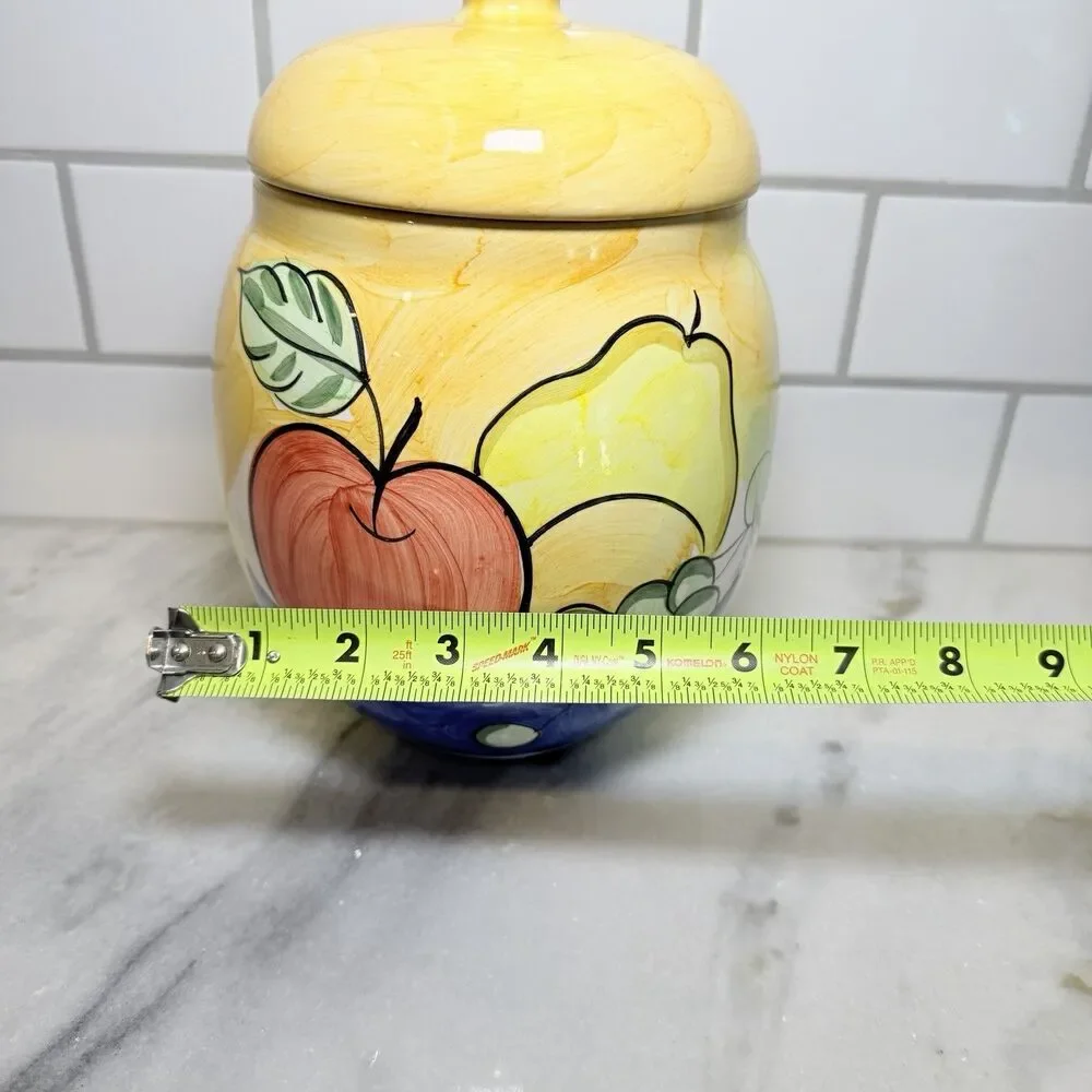 Bella Ceramica Alfresco Fruit #1 Canister 10” Hand Painted Jar Crock